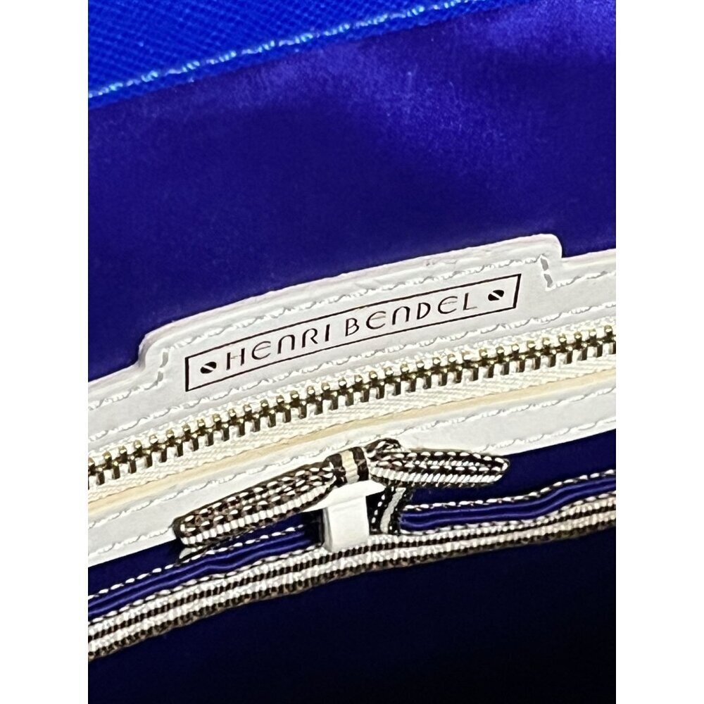 Henri Bendel Saffiano Leather Rivington Royal Blue Tote Pebbled Luxury Preppy - Picture 9 of 16